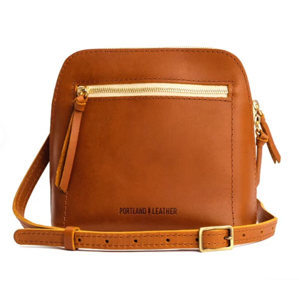 Portland Leather Luna Crossbody Bag Purse Petite Honey Tan Full Grain Zip